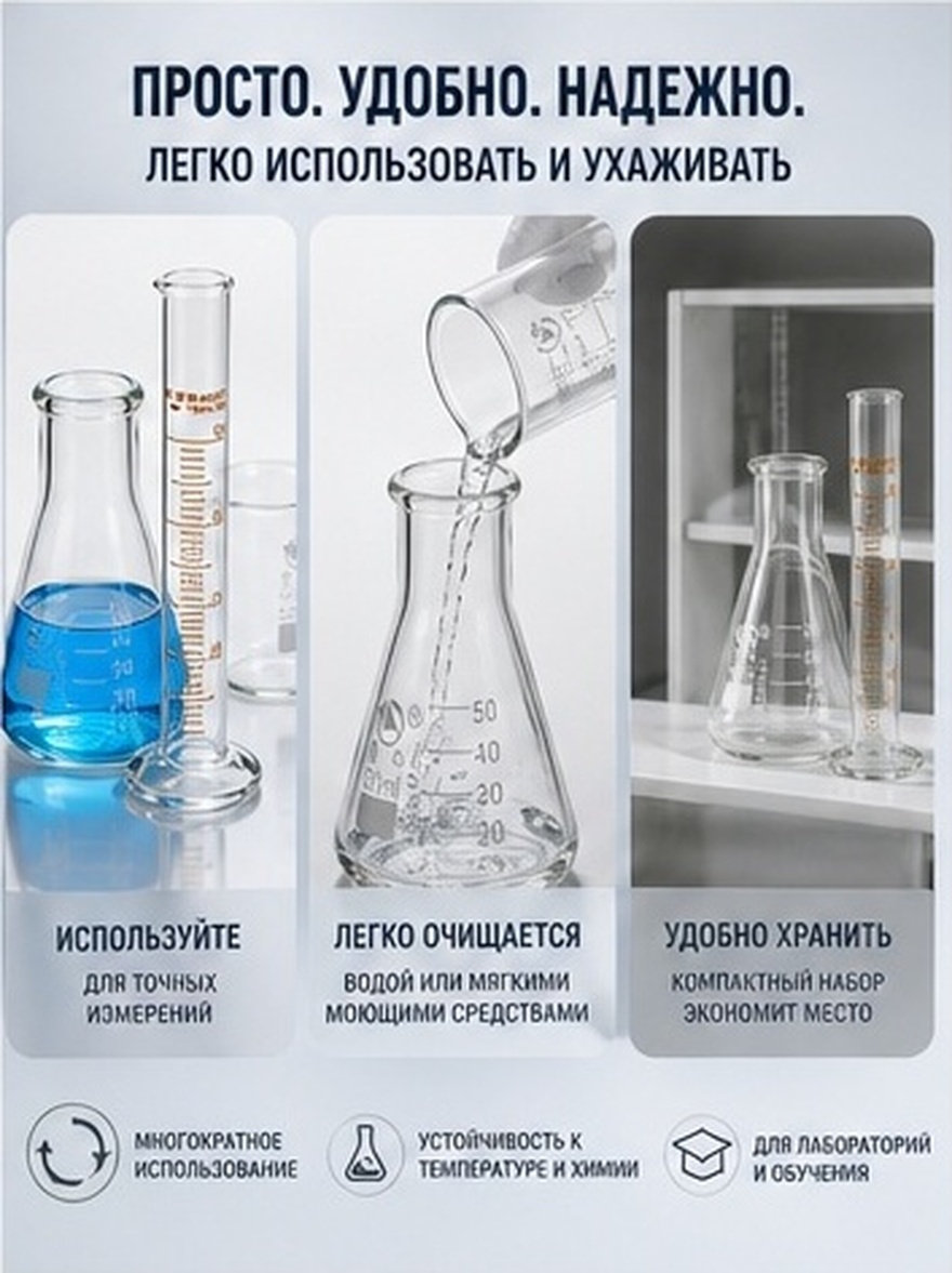 Science Experiment - Juego de matraces cónicos de vidrio