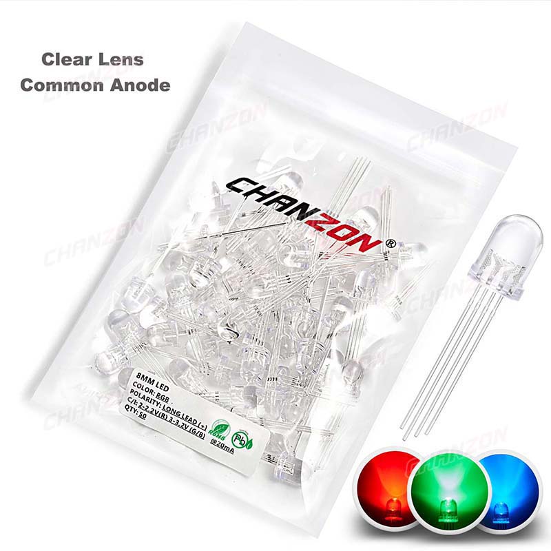 50 Uds 8mm RGB LED diodo emiso - Hobby Is Science reseña y precio